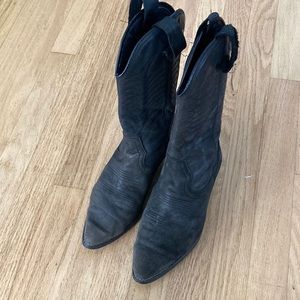 Funky Suede Cowboy Boots Faded Black 7.5 - image 1